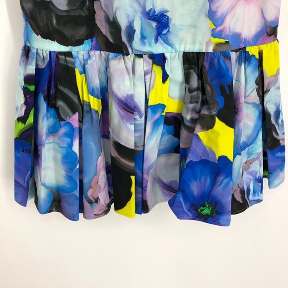 NWT MSGM Abstract Floral  Sleeveless Multicolor Ruffle Cotton Mini Dress Size 10 - Picture 4 of 16